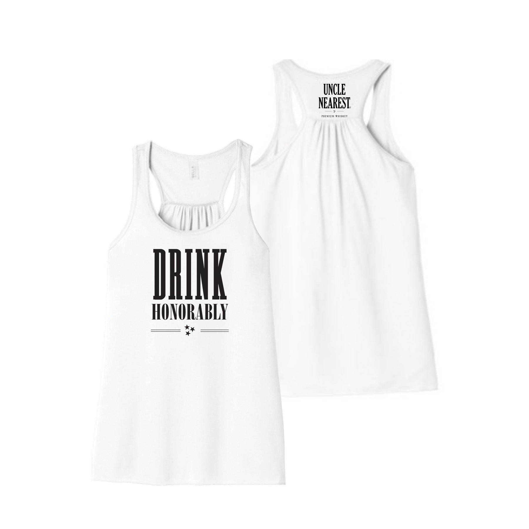 Ladies DRINK HONORABLY White Racerback Tank